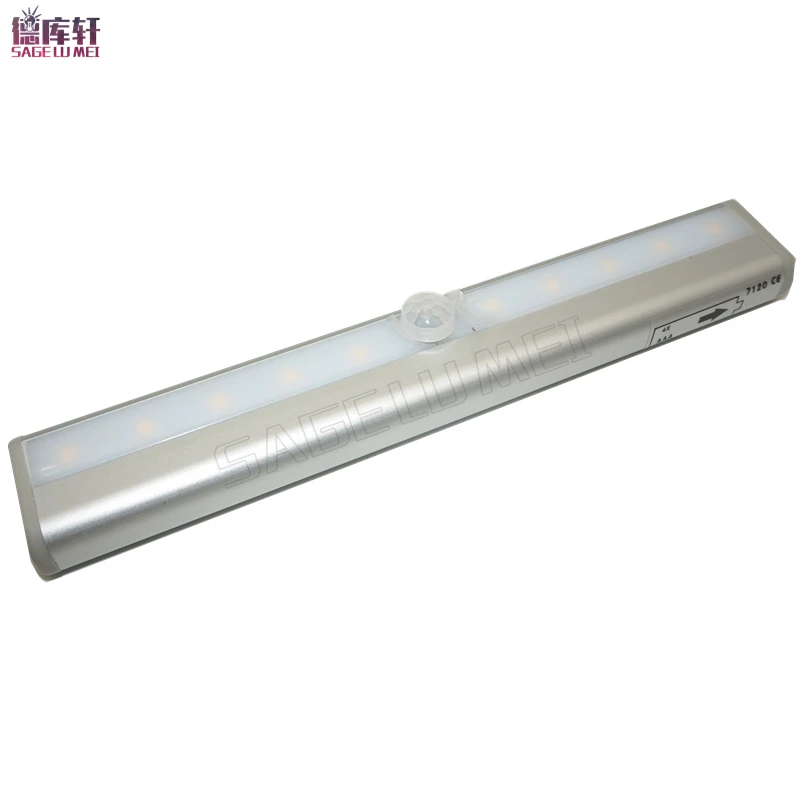 10LED human body Induction Wardrobe Step Lights Bar IR Infrared Motion Detector Sensor Closet Night Light Lamp LED Cabinet | Лампы и