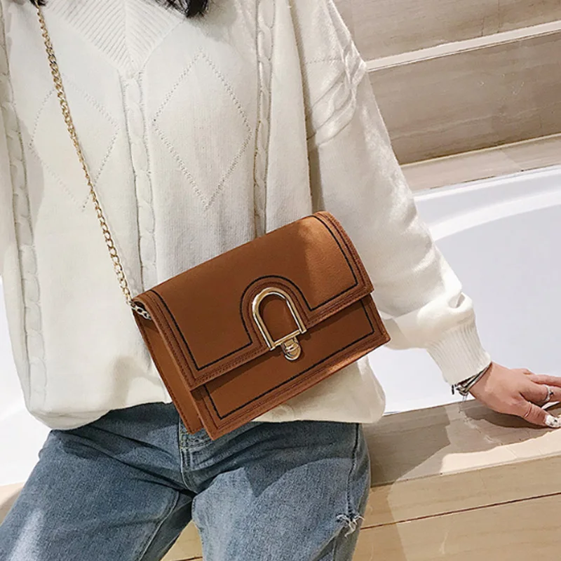 Fashion Trend U-Shaped Lock Small Hand Shoulder Sling Square Bag Brown | Багаж и сумки