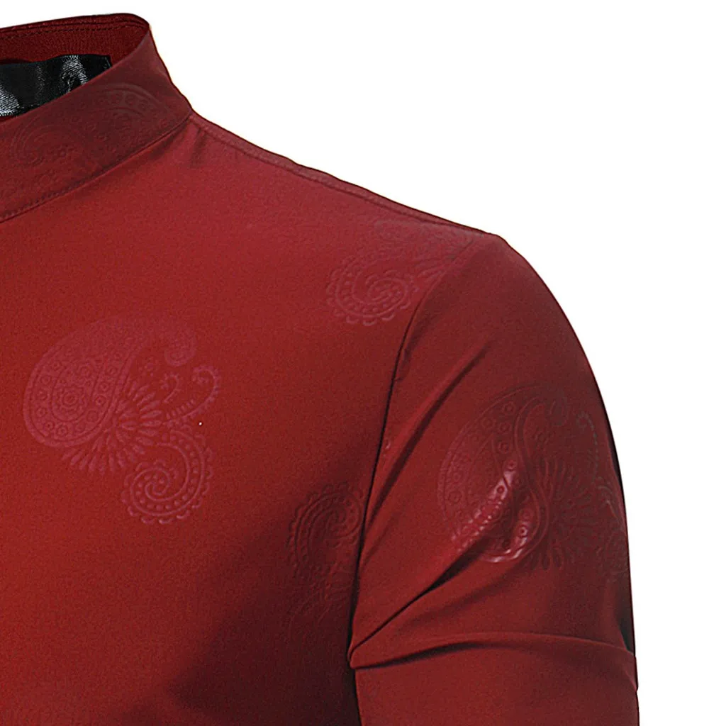 Новое поступление мужские рубашки мужские весенние Irraguler Slim Fit с длинным рукавом печатные мышцы футболки Топ Блузка camisa masculina#3