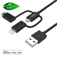 foxsun multiple 3 in 1 usb cable 6 6ft2m for lightning cable micro usb cable type c cable for iphone for samsung huawei