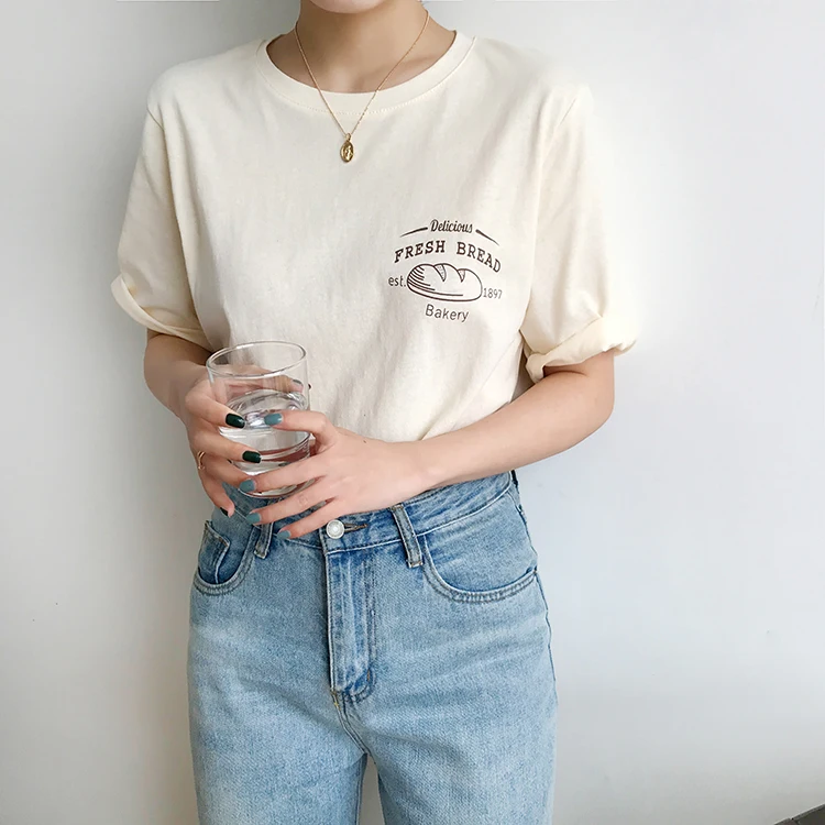 Весенняя футболка Женские топы 2020 Лето ulzzang harajuku корейская мода винтажный принт