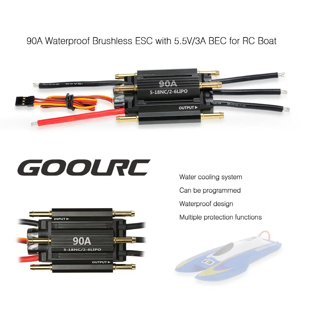 Высококачественный оригинальный бесщеточный двигатель GoolRC 90A ESC и 3660 4300KV с водным