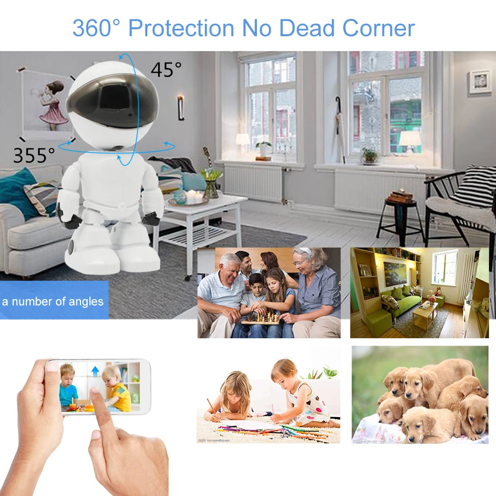 Робот Wi Fi камера HD 1080 P 2.0MP привод наклона и поворота беспроводной IP видеоняни
