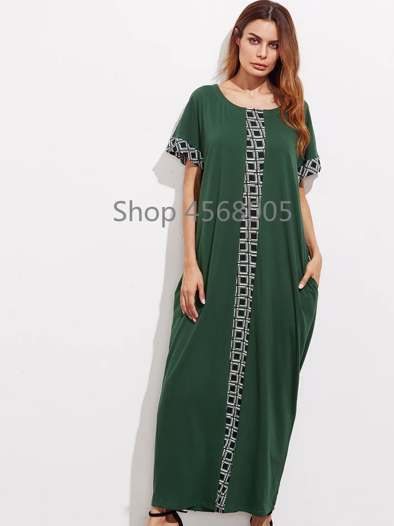 Мусульманское abaya вышивка Женская Макси Летнее Длинное Платье Роба Арабский