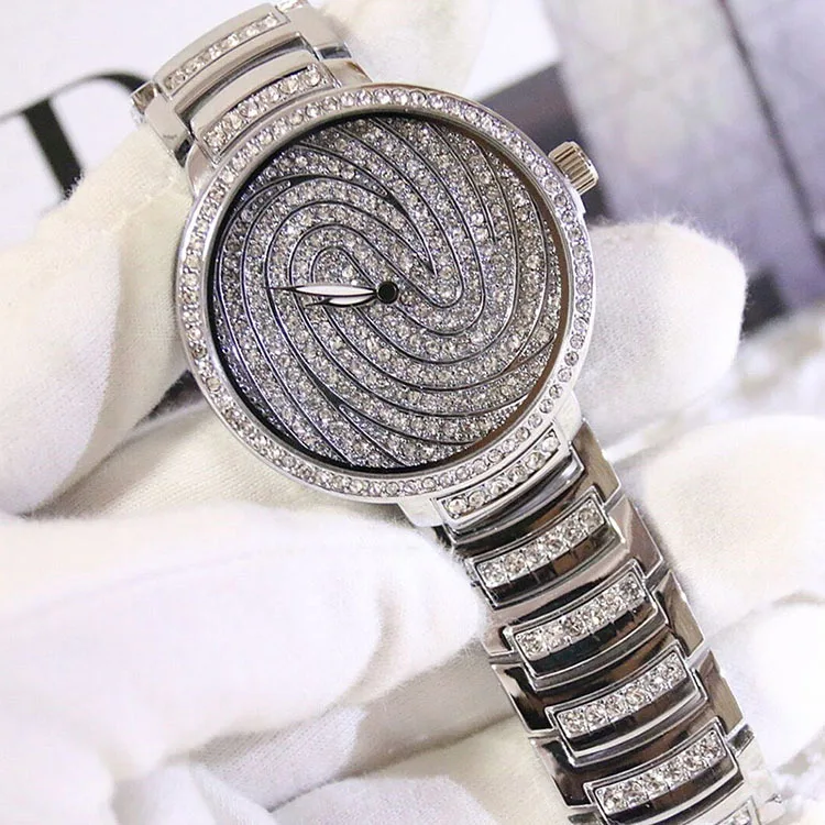 Silver Роскошные женские часы с бриллиантами, известный бренд, элегантное платье, кварцевые часы, женские Стразы, наручные часы, Relogios Femininos ZDJ060 - Цвет: Silver