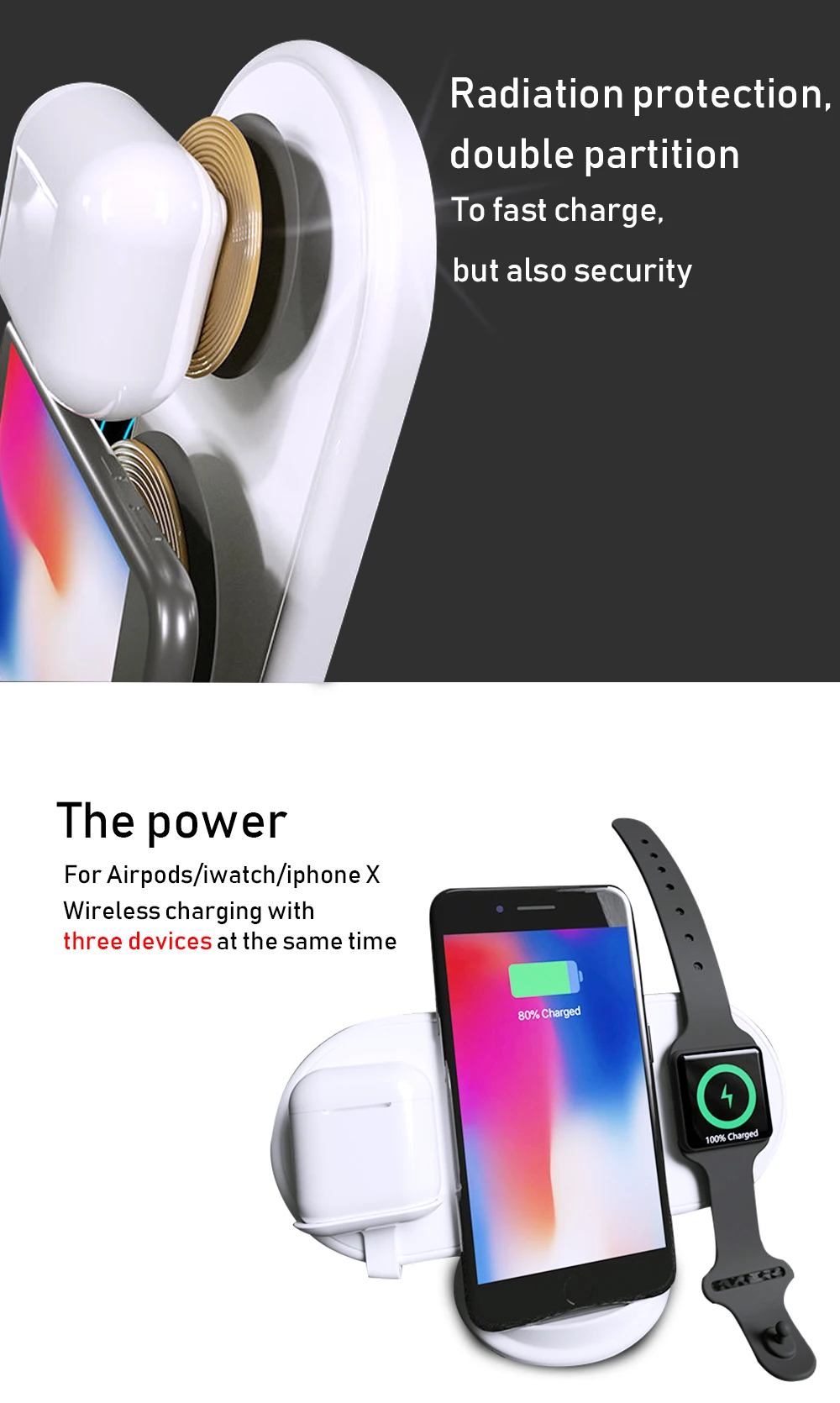 NYFundas Беспроводное зарядное устройство Подставка держатель телефона для Apple Watch iphone XS MAX XR 8 plus X iwatch 2 3 4 Airpods chargeur индукция