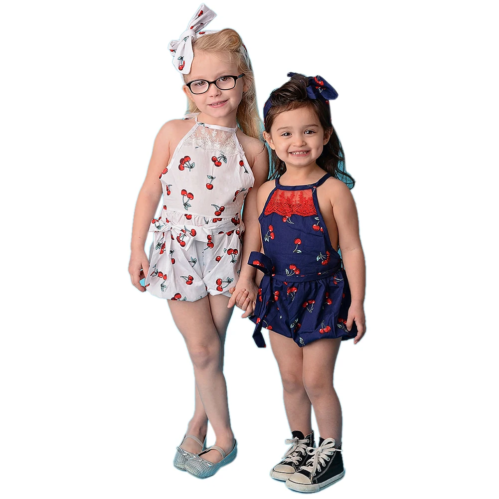 Комбинезон для маленьких девочек комбинезон без рукавов с принтом вишни летний