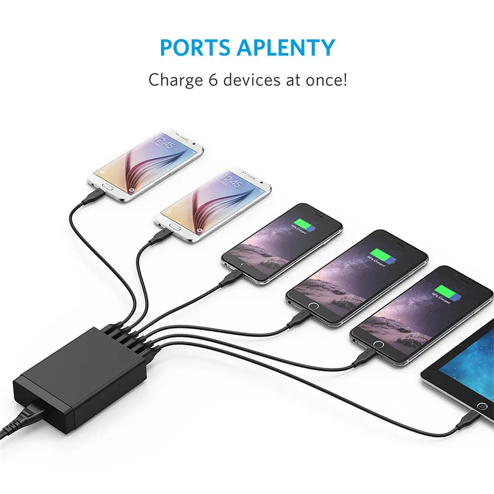 Многопортовое USB зарядное устройство 12А 60 Вт быстрая зарядная станция Настольный дорожный концентратор USB зарядное устройство для iPhone samsung Xiaomi Мобильный телефон