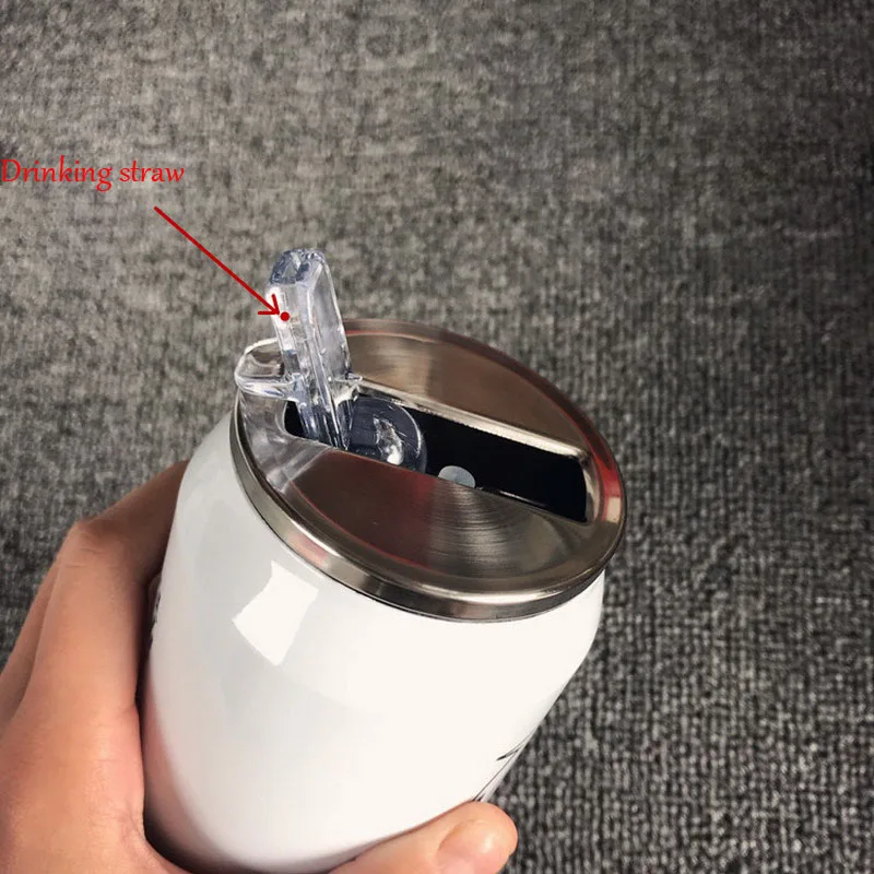 300ml Cute Funny With Straw Coffee Mug Vacuum Cup Thermos Stainless Steel Tumbler Thermocup Travel Drink Bottle Beverage Can