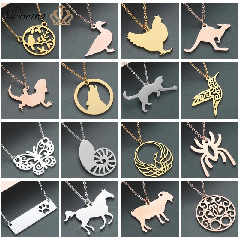 2019 модное женское ожерелье с волком и животным Женская Золотая цепочка ювелирное