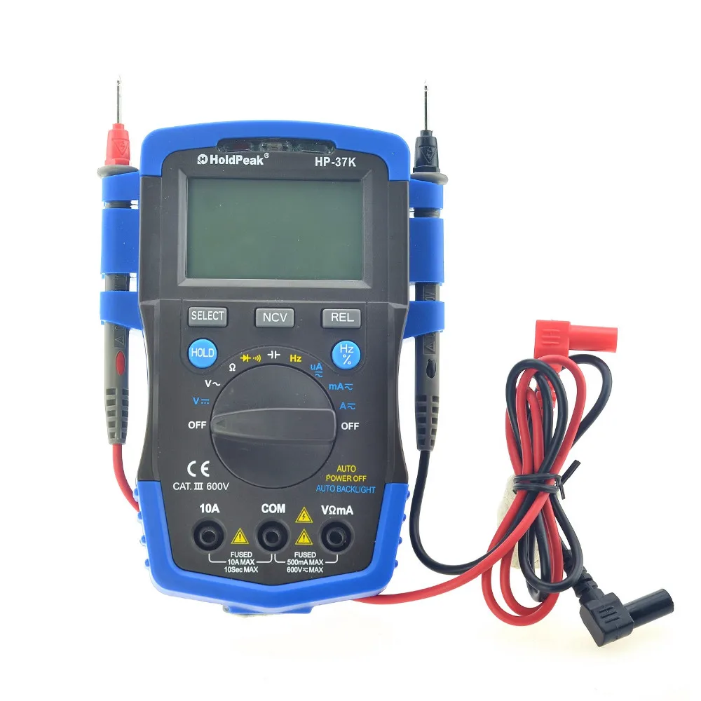 Мини multimetr цифровой holdpeak HP 37C Авто Диапазон True RMS мультиметр Температура емкость