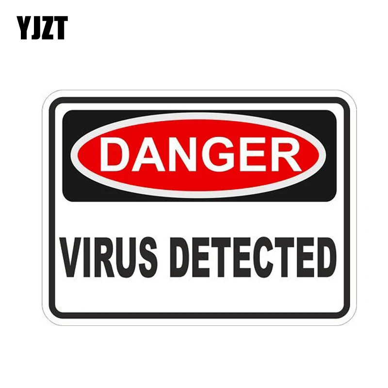 

YJZT 11.9CM*8.7CM Warning DANGER VIRUS DETECTED Creative PVC Body Decal 6-1813