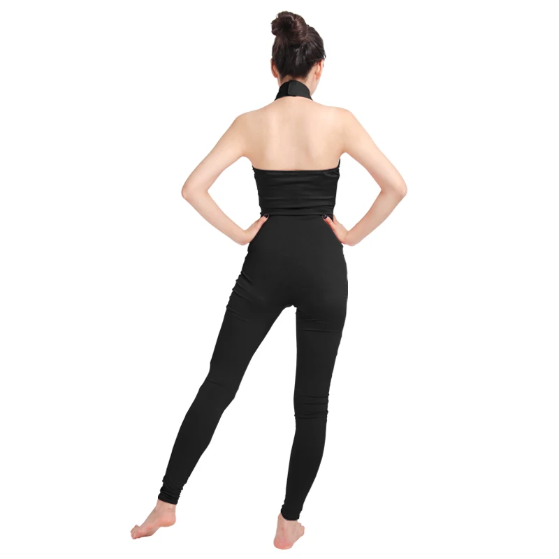 Женский балетный костюм Ensnovo черный без рукавов из нейлона и спандекса