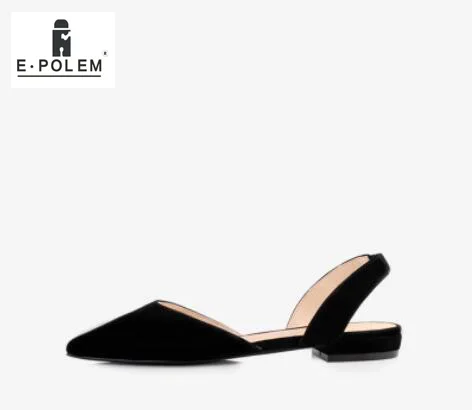 

New Arrival Women Lade Dress Slingbacks Sandals Shoes Low heel Flap Pointed Toe shoes Fashion Dating Party Black