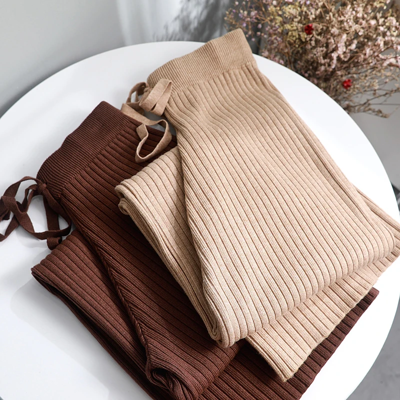 Осень-зима 2019 новые повседневные Прямые женские брюки свободные трикотажные