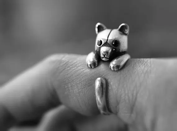 Кольцо в стиле ретро с маленьким медведем регулируемое кольцо античном