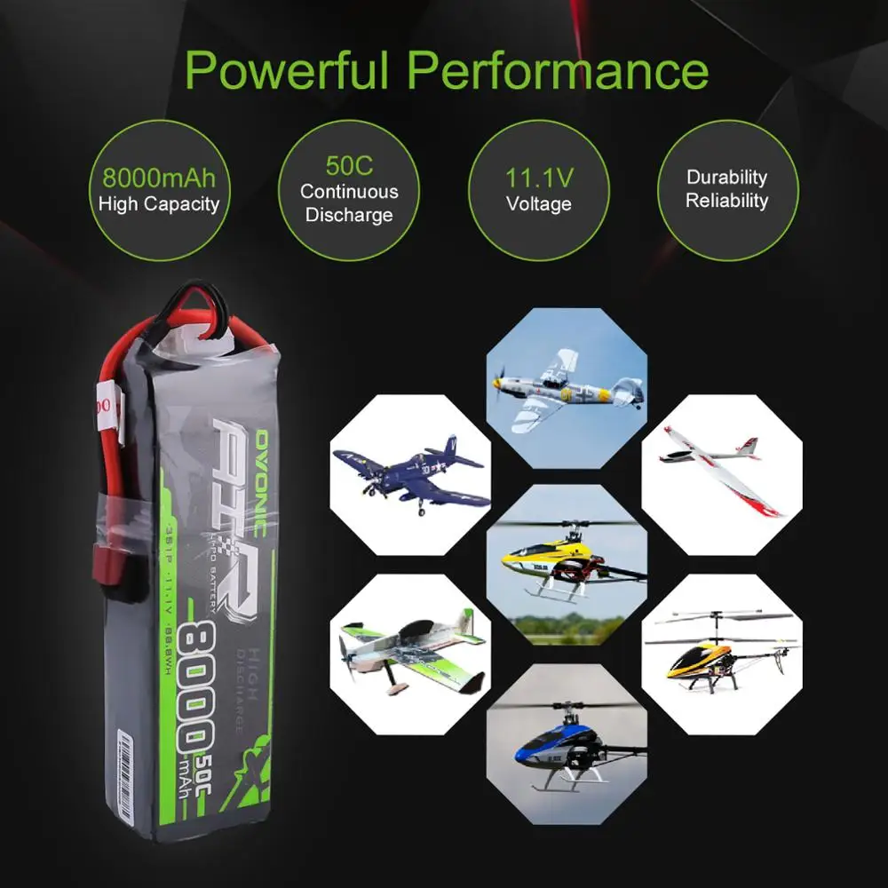 Аккумулятор Ovonic LiPo 2X 8000 мАч 11 1 В 3S 50C 100C Т образный Разъем XT60 для радиоуправляемого