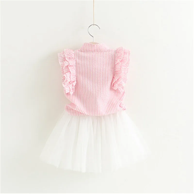 Летние комплекты одежды для девочек хлопковый жилет Детские из двух предметов