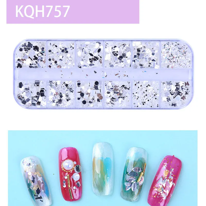 KQH757 1 коробка, мульти размер, сделай сам, блестка для ногтей, Плоские наклейки, 3D дизайн ногтей, украшения, очаровательные наклейки, Стразы для ногтей, аксессуары для маникюра - Цвет: KQH757