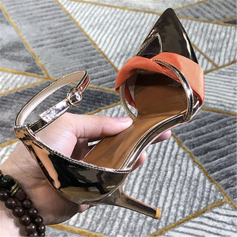 Женские босоножки на высоком тонком каблуке из искусственной кожи с открытым