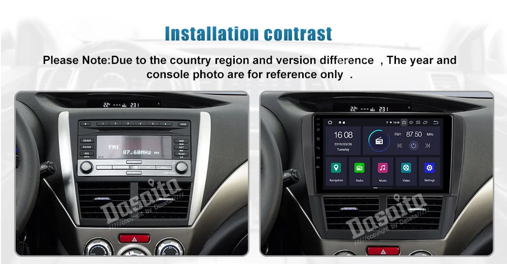 Dasaita " Автомагнитола Android 9,0 gps навигатор 1 din автомобиль для Subaru Forester 2008 2009 2010 2011 2012 головное устройство