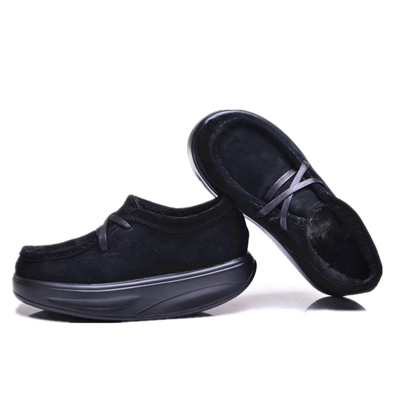 Женские кроссовки из натуральной кожи теплые на толстой танкетке 4 5 см со