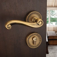 zinc alloy sliding door lock european style high grade yellow bronze furniture handle locks for bedroom living room