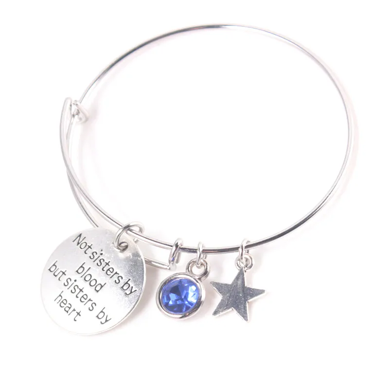 12 Months Birthstone Pendant Bracelets Engraved Not Sisters by Blood But Heart Gifts for Best Friends | Украшения и аксессуары