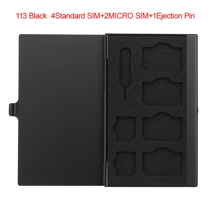 113 10 видов 3 цвета алюминиевый Портативный SIM Micro SIM карта Na без коробка для хранения карт памяти Чехол протектор держатель Черный для TF SD карты - Цвет: 113