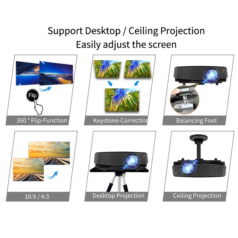A3 + проектор для android устройств 4000 люмен поддержка 1080 P видео HDMI домашний