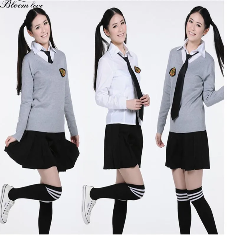 Свитер + рубашка юбка Горячая школьница осень зима JK для студенток торжественное