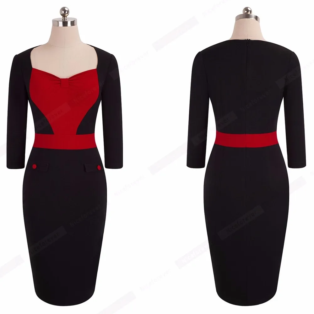 Осеннее женское элегантное офисное платье в стиле пэчворк повседневное