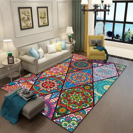 Vintage ethnic style carpet living room bedroom Bohemian art study floor mat can be machine washed | Дом и сад
