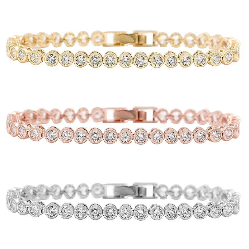 

WEIMANJINGDIAN Brand Sparkling Round Cut Cubic Zirconia Crystal Tennis CZ Bracelets for Women or Wedding Jewelry