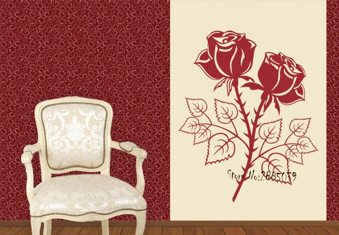 The elegant rose Wall Sticker Flower Bedroom Decoration Girl Nurery Decal Different Colors Wallpaper Art Living Room LA191 | Дом и сад