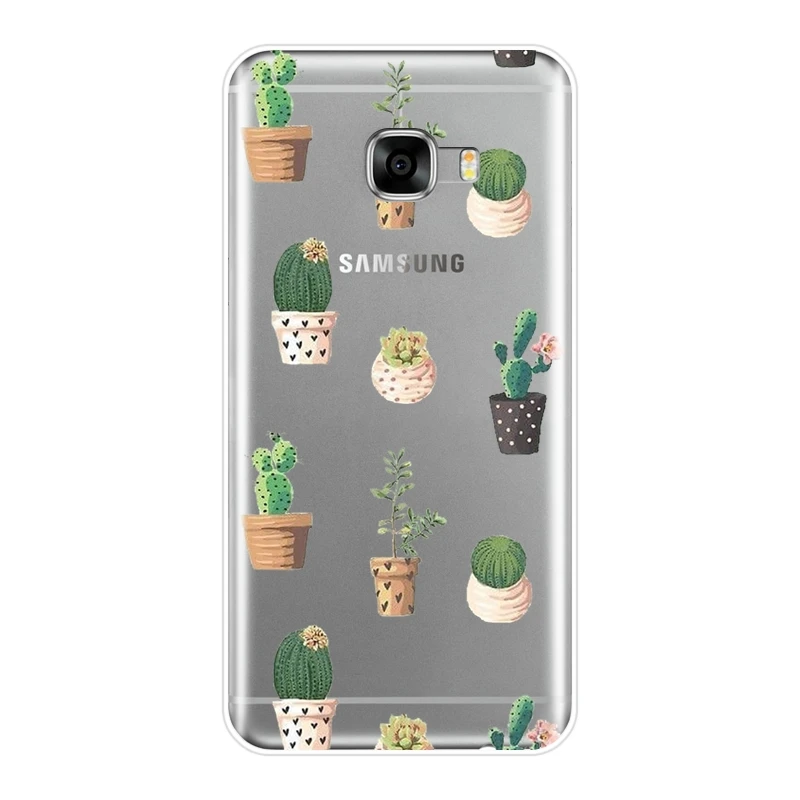 Чехол для телефона Samsung Galaxy C5 C7 C8 мягкий силиконовый кактус Флора милый цветок