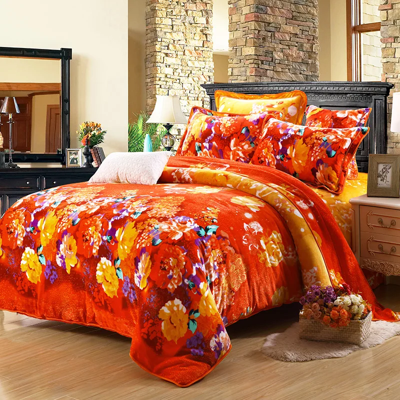 Зимние толстые комплекты из флисовой ткани с пододеяльником синие теплые