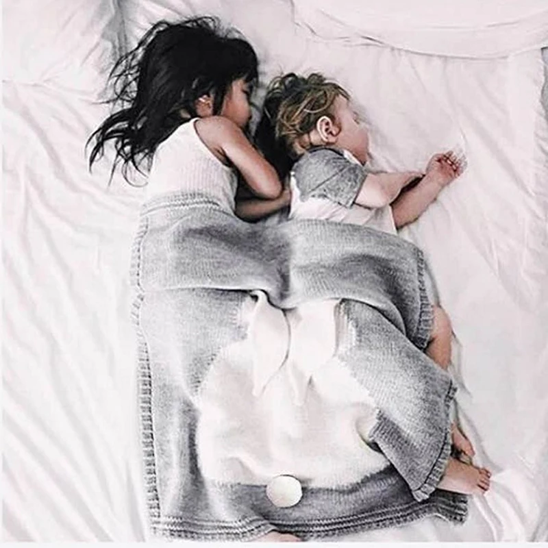 Детское одеяло розовое белое милый кролик серый цвет для кровати дивана