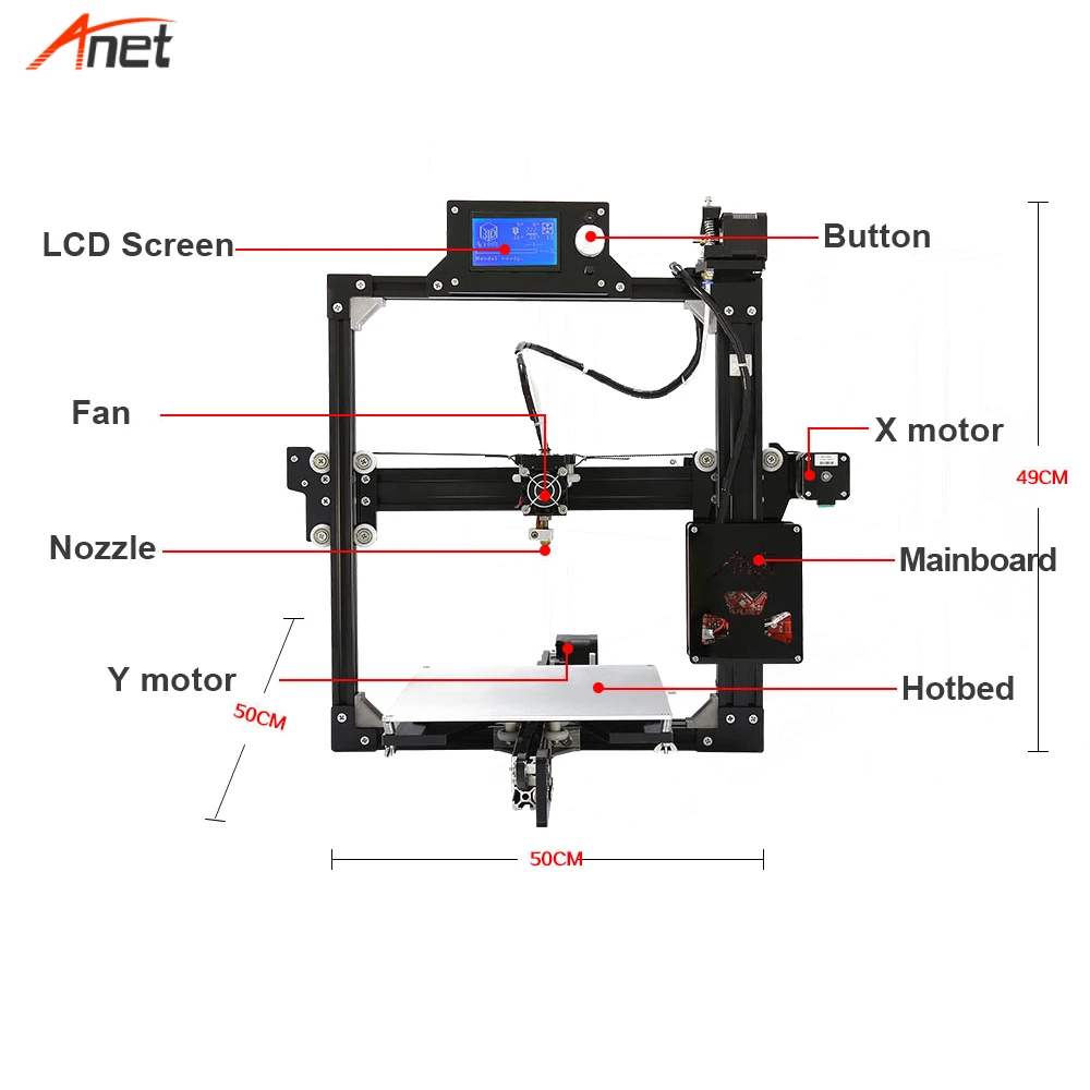 Anet A2 простая сборка алюминиевая рама 3D принтер набор умная модель для