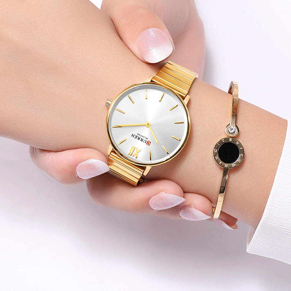

New CURREN Women's Watch Fashion Female Clock Steel Quartz Wrist Watches for Ladies Dress Bracelet Watch bayan kol saati