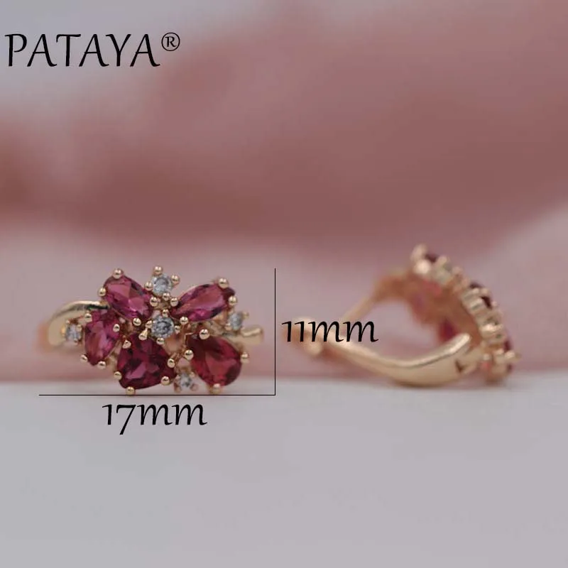 PATAYA модные розовые красные капли воды натуральный циркон серьги открытые кольца наборы 585 розовое золото эксклюзивный дизайн женские ювелирные изделия