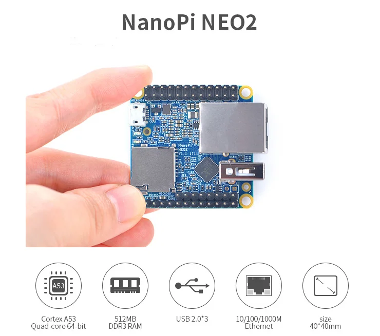 NanoPi NEO2 v1.1 LTS Development Board быстрее чем Raspberry PI 40X40mm 512 MB/1 GB DDR3 RAM) ARM Cortex
