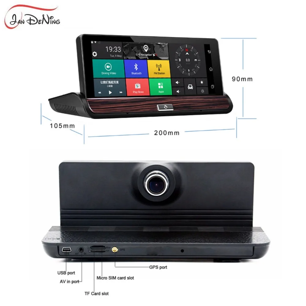 Зеркало видеорегистратор JanDeNing с сенсорным экраном 7 0 дюйма 3G Wi Fi bluetooth HD 1080P|dual
