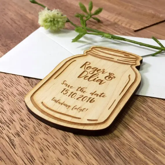 Деревянная банка Mason Jar магниты для сохранения даты гравировка на заказ