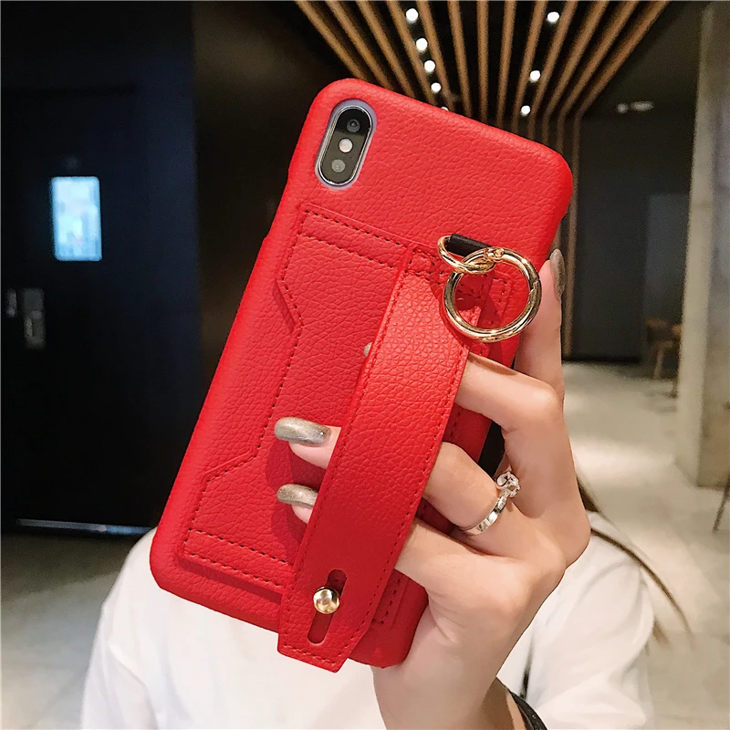 Модный 3D кожаный чехол с ремешком на запястье для телефона iPhone 12 11 Pro X XS Max XR 7 8 6 6s