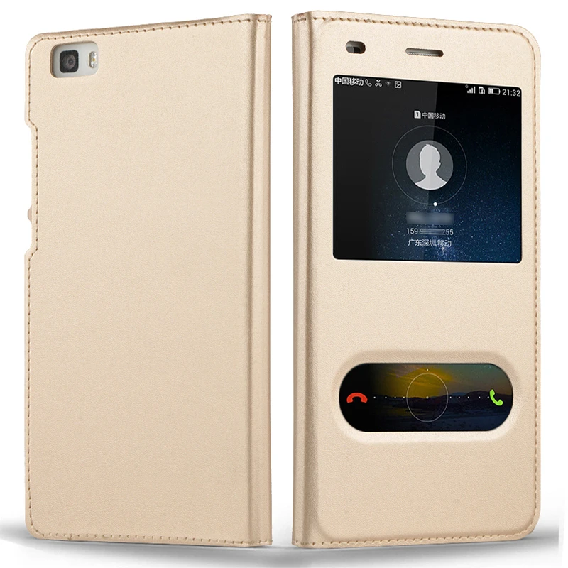 Роскошный P8lite Чехол-книжка с окошком из искусственной кожи для huawei P8 lite ALE-L04 ALE-L21
