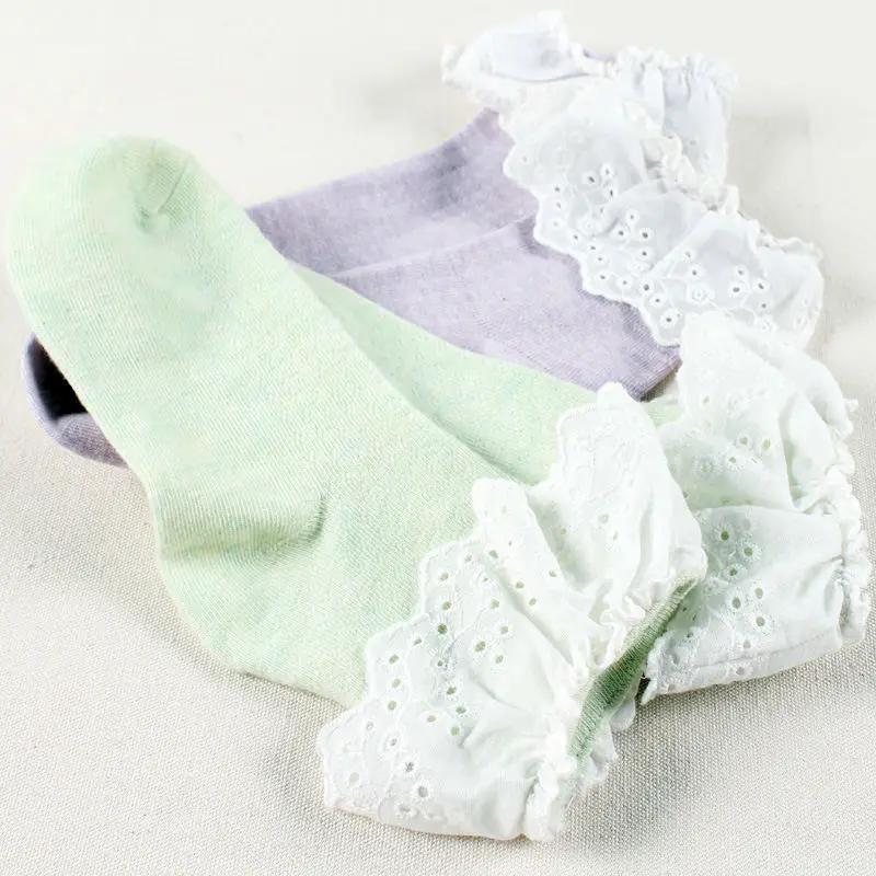 Женские кружевные носки до щиколотки в японском стиле милые женские принцессы с