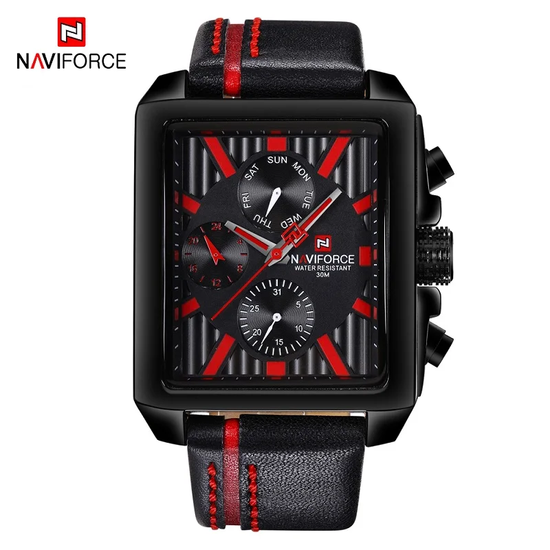 Black Red NAVIFORCE часы лучший бренд класса люкс мужские s часы модные армейские военные виды спорта наручные часы Мужские Аналоговые кварцевые часы relogio masculino - Цвет: Black Red
