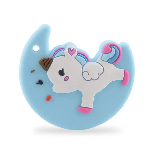 Blue Moon Unicorn 1 шт., прорезыватели из пищевого силикона, олень, силиконовый грызун для Соска-подвеска, миниатюрный стержень, сделай сам, Прорезыватель зубов, ожерелье, детские товары, игрушки - Цвет: Blue Moon Unicorn