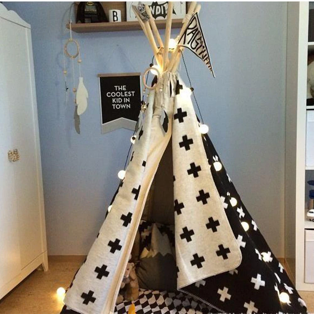 Вязаное детское одеяло черный белый цвет Постельные принадлежности Стёганое